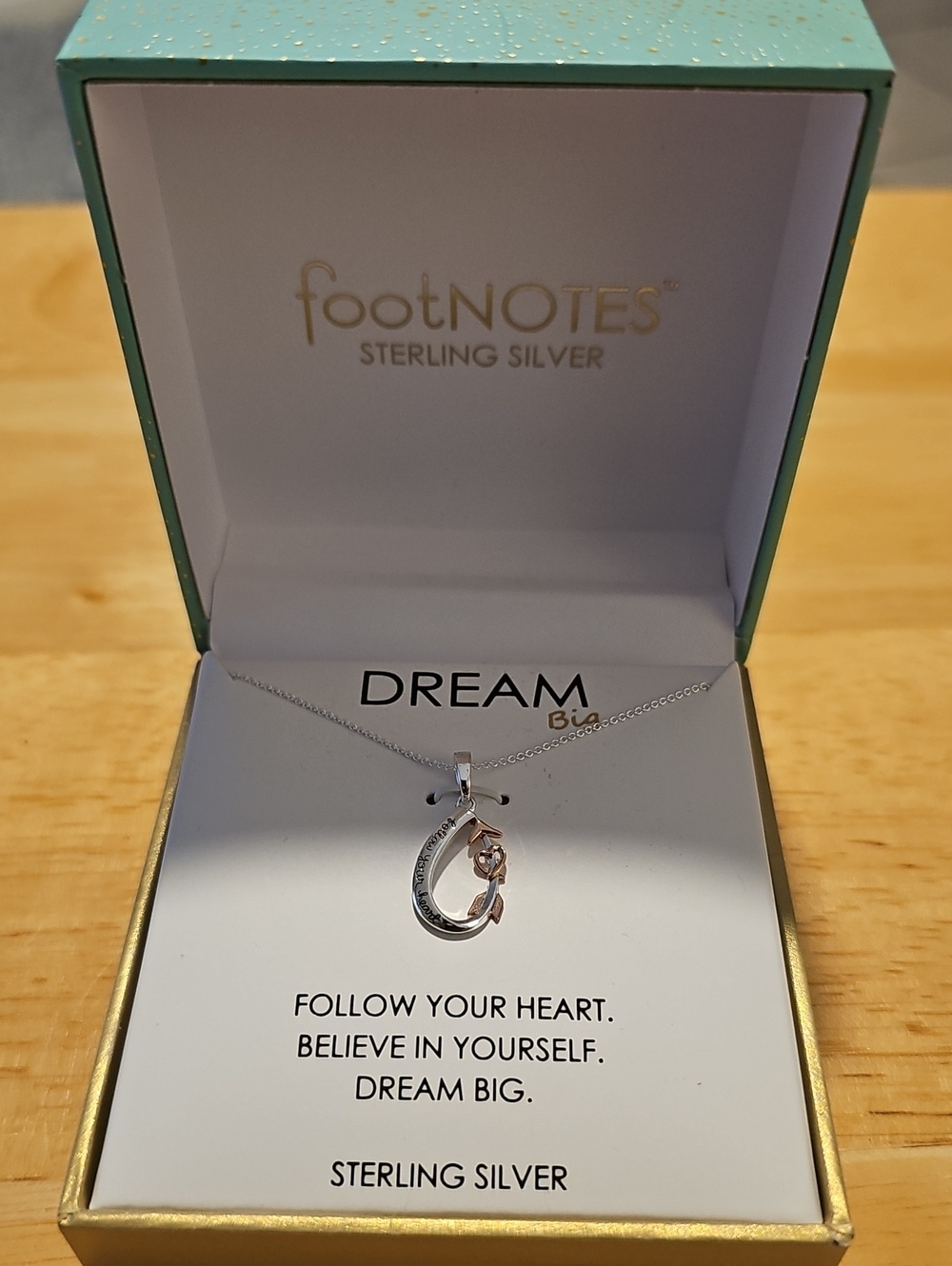 Footnotes Dream Big Arrow Heart Pendant Necklace Womens Size OS Silver Two-Tone